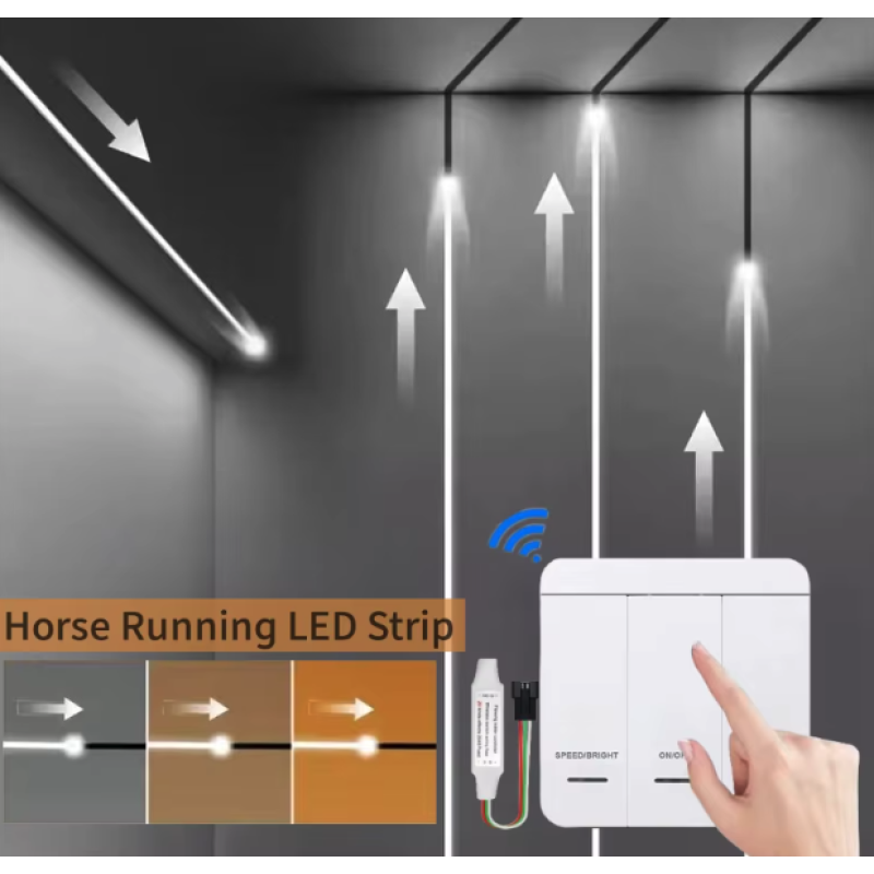 LED Lentas Adresējamās Vienas Krāsas kontrolieris 12V/24V – Ūdens Plūsmas Efektiem (RF)